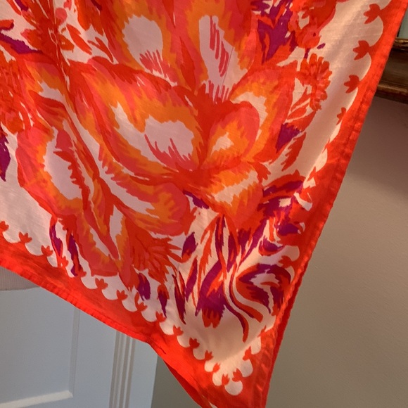 Orange Purple Summer Tropical Hawaiian Floral Poncho Top Missy O/S fits most - Picture 6 of 8